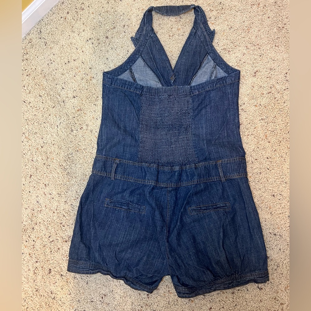 AKIRA Red Label Denim Halter Romper Size L - Picture 6 of 11